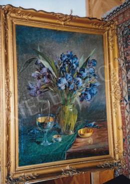 Murin, Vilmos - Table Still Life with Flowers, oil on canvas, Signed lower right: Murin V., Photo: Tamás Kieselbach 